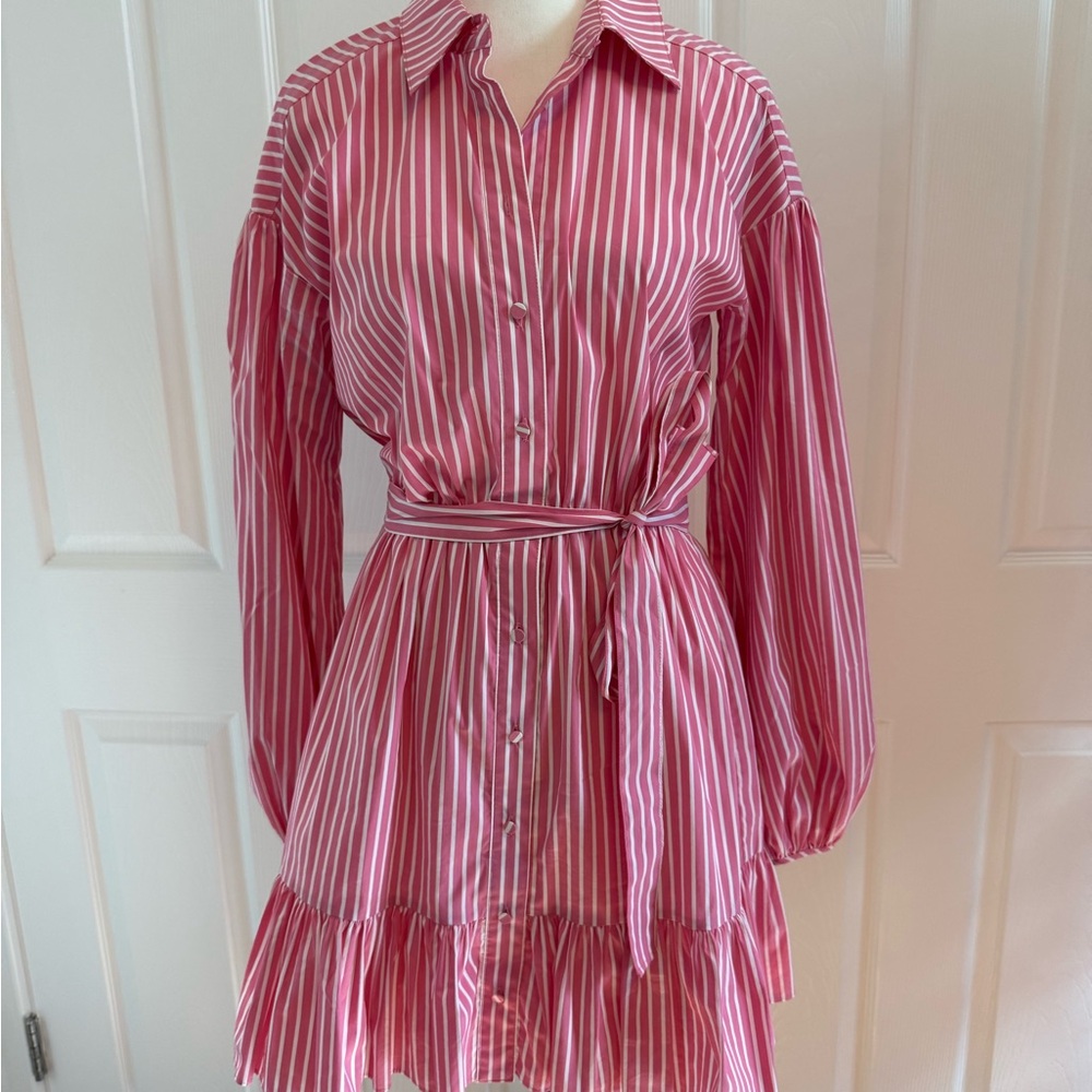 Pink Striped Button-Up Dress